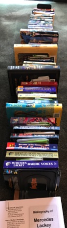 Here are my Lackey books being organized by series. (see other images)